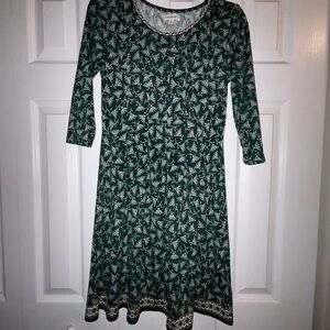 Max Studio Green A-Line 3/4 Sleeve Dress